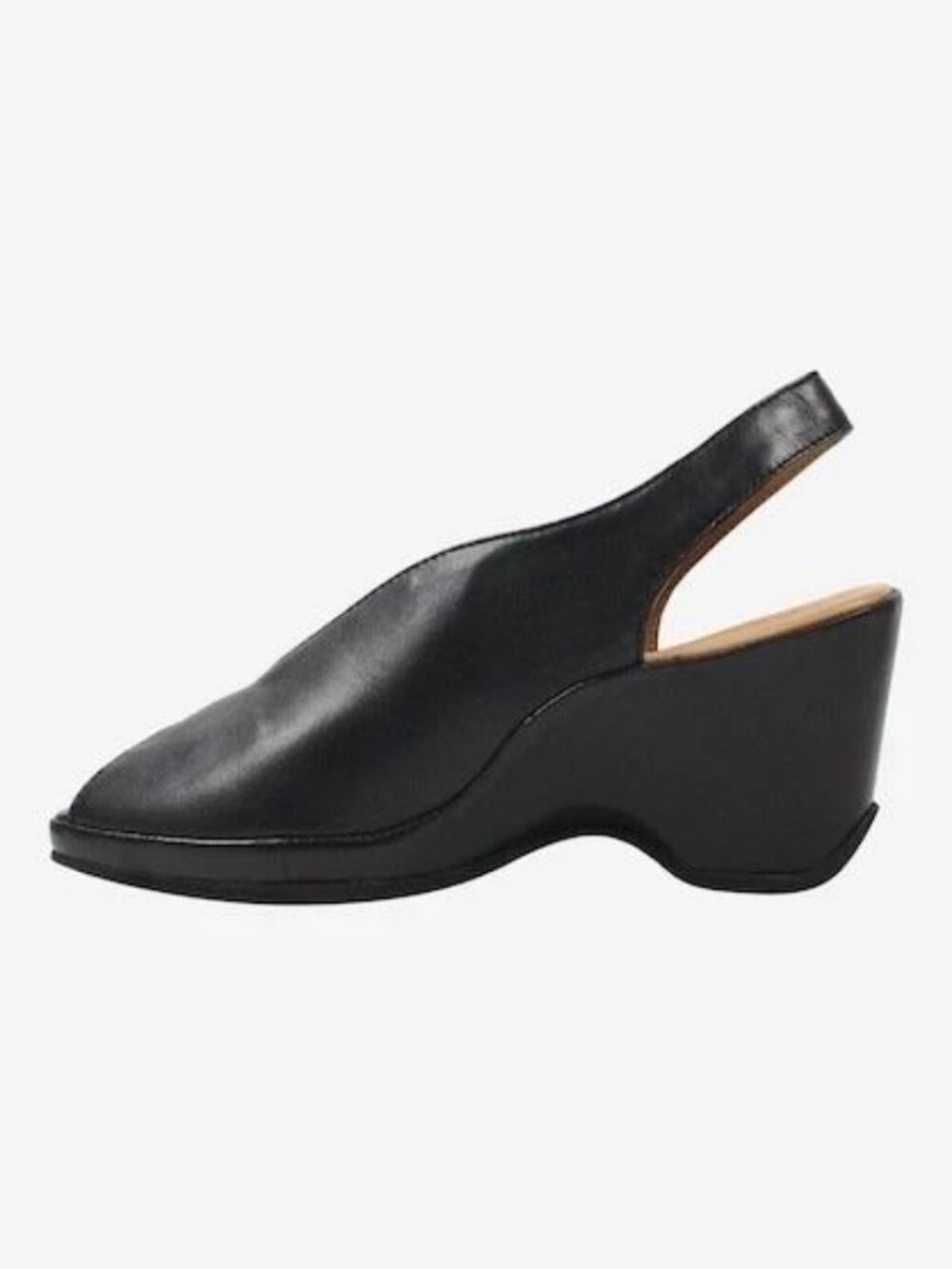 L`AMOUR DES PIEDS  ODETTA WOMEN'S BLACK LEATHER PLATFORM  Size 7 M  NIB
